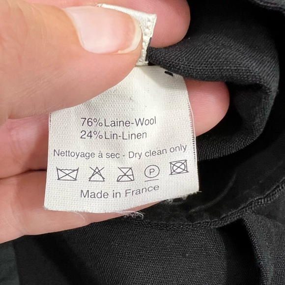 Lanvin Men’s Wool Linen Blend Tuxedo Pants in Black w/Blue Stripe Size 46 - Picture 11 of 11